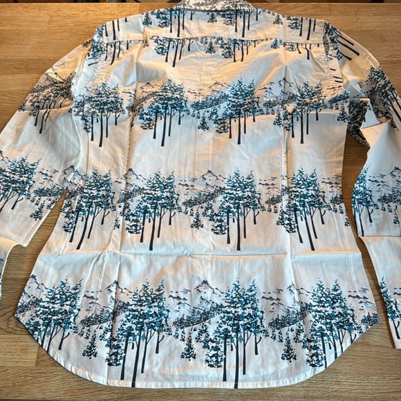 Bonobos Summer Weight Shirt Ski Scene-Crystal Teal in Sz Medium Tailored - Picture 6 of 8